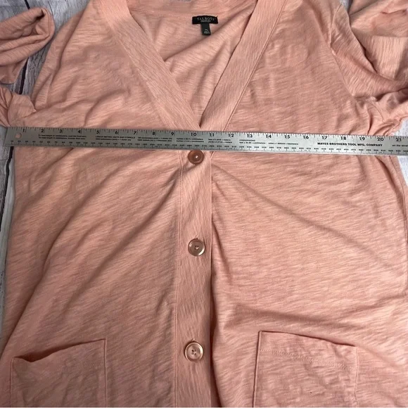 Talbots Peach Cardigan Size XL V-Neck Lightweight Cotton BOHO Grandpacore - Picture 9 of 12